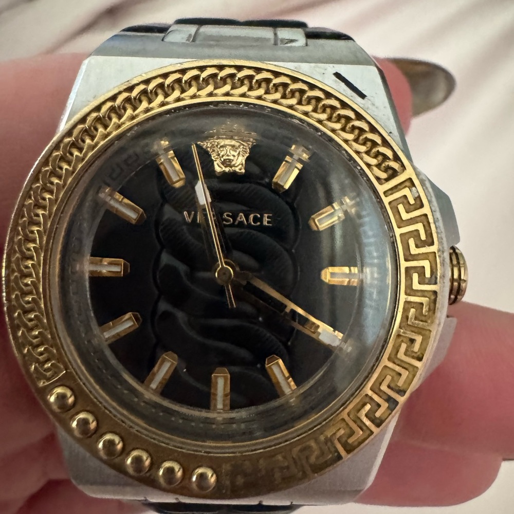 Versace Black and Gold Snake Motif Watch